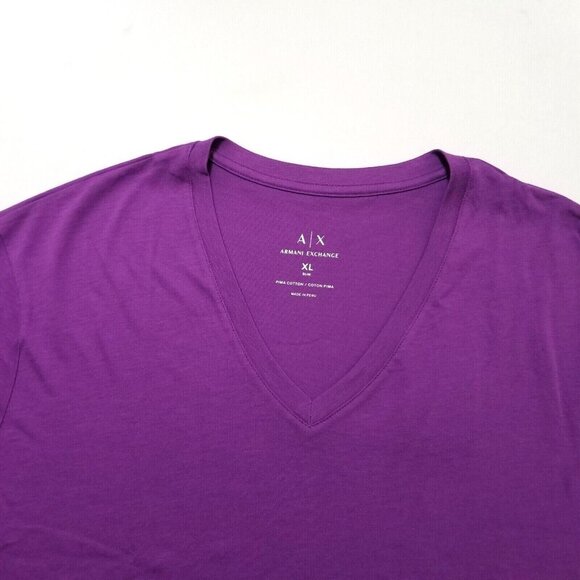 Armani Exchange Men's Slim T-shirt V-neck Pima Cotton Tee A|X Logo (T) NWT - Picture 2 of 4